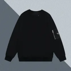 Prada White/Black Crew Neck Sweatshirt With Side Zipper Pocket For Modern Minimalist Style #B54220