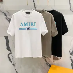 Amiri T-shirts Blue logo #B46755