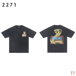 Amiri T-shirts Trendy Snake Pattern Washed Distressed Black #B53736