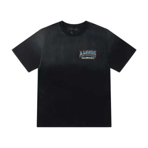Black AMIRI California Graphic Tee With Retro Palm Tree And Flame Design #B54355