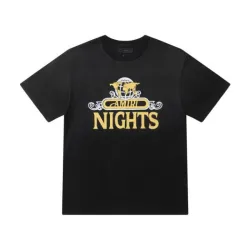 Black AMIRI Nights Graphic Tee With Globe Design For Fashion Enthusiasts #B54354