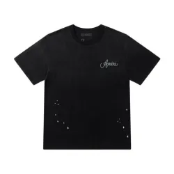 Black Distressed AMIRI Art Design Studio Tee With Los Angeles 90210 Print #B54356