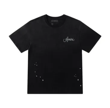 Black Distressed AMIRI Art Design Studio Tee With Los Angeles 90210 Print #B54356