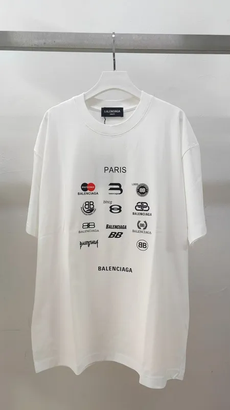 Balenciaga Gucci T-shirts for Men  BALENCIAGA Logo Print Pink/White/Grey #B54043