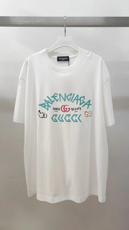 Balenciaga Gucci T-shirts for Men  Pure Cotton Graphic White #B54042