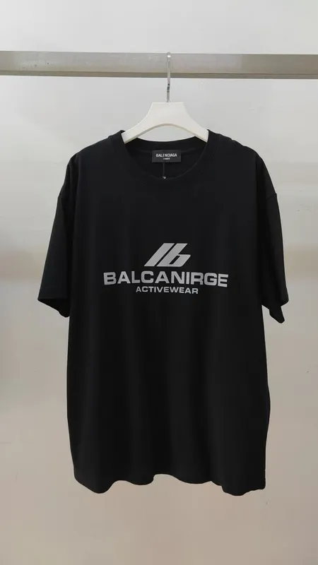 Balenciaga T-shirts for Men Balenciaga Men's Active Logo T Shirt Black/White #B54032