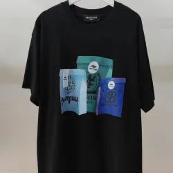 Balenciaga T-shirts for Men Pure Cotton Graphic T-Shirt Black/White #B54033