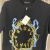 Balmain Paris White/Black T Shirt with Gold Chain and Blue Ribbon Circular Graphic Design for Men #B54208