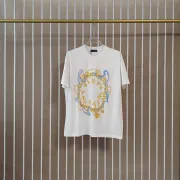 Balmain Paris White/Black T Shirt with Gold Chain and Blue Ribbon Circular Graphic Design for Men #B54208