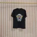 Balmain Paris White/Black T Shirt with Gold Chain and Blue Ribbon Circular Graphic Design for Men #B54209