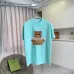 Burberry Black/Green/Purple/White T Shirt with Classic Check Pattern Teddy Bear Graphic Design for Casual Streetwear Style #B54211