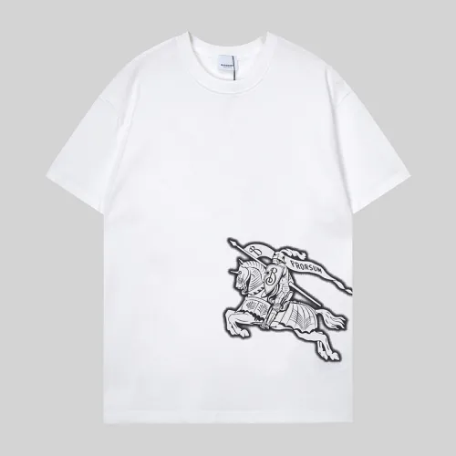 Burberry T-Shirts for MEN Knight Stamp Cotton T-shirt in Flax - Men Black/White/Brown #B53785