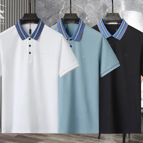 Burberry T-Shirts polo for MEN Solid Color Black/White/Light Blue #B46552