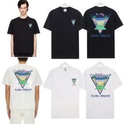 Casablanca T-Shirts Miami Open x Forte Dei Marmi Short Sleeve Silk Shirt  Black/White #B53384