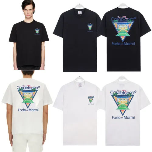 Casablanca T-Shirts Miami Open x Forte Dei Marmi Short Sleeve Silk Shirt  Black/White #B53384