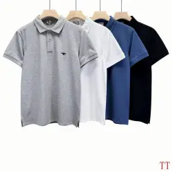Dior T-shirts for men Solid Color Buttons Black/White/blue #B46574