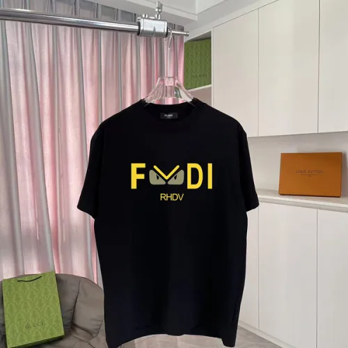 Fendi - Logo-Print Cotton-Jersey T-Shirt Black/White/Purple #B53369
