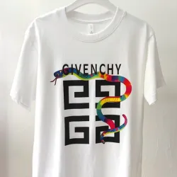 Givenchy White T Shirt with Colorful Snake and Black Logo Graphic Print Design for Men #B54203