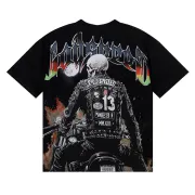 NEW Godspeed Skeleton cowboy print pattern Tee Washed Mens Short sleeved T-shirt #B53363