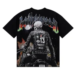 NEW Godspeed Skeleton cowboy print pattern Tee Washed Mens Short sleeved T-shirt #B53363