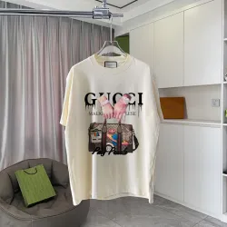 Gucci White T Shirt with Bold Handbag Graphic and Statement Typography Streetwear Inspired Design #B54213