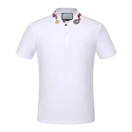 Gucci Solid Cotton polo with embroideries bee Kingsnake UFO men polo shirts #9100585