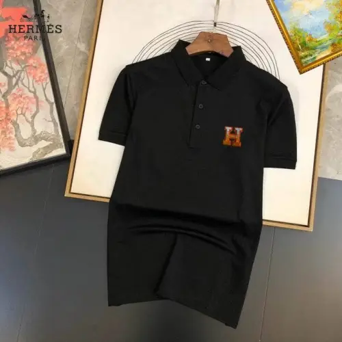 HERMES T-shirts for HERMES Polo Shirts Solid Color Black/White Polo Shirts #B46600