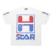 HELLSTAR White T - Shirt With Retro H - Star Graphic And Distressed Print Design #B54348
