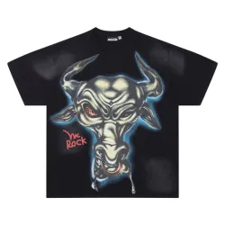 Hellstar Black T-shirts Fierce Bull Skull Graphic Edgy Rock Vibe #B54181