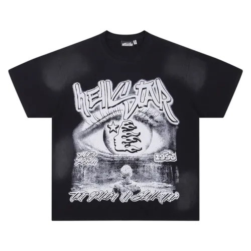 Hellstar T-shirts Trippy Eye Art & Retro Infused Streetwear Vibe Black #B54173