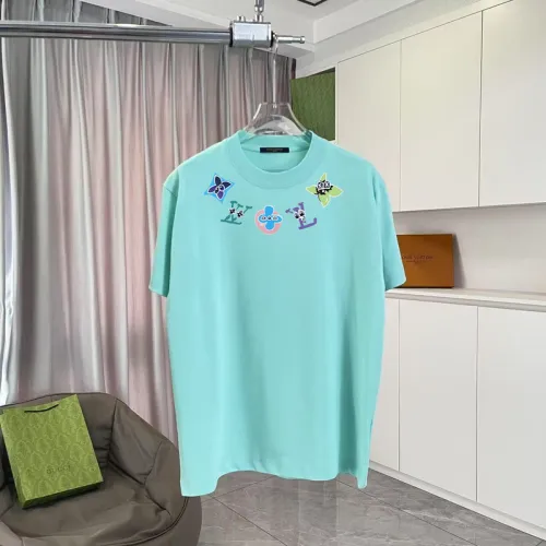 Eye catching Louis Vuitton T Shirt With Colorful Brand Motifs For Fashion Fans Black/White/Purple/Light Blue #B54301