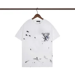 Louis Vuitton Black T Shirt with Abstract Brush Stroke Print and Artistic Logo Graphic for Men #B54206