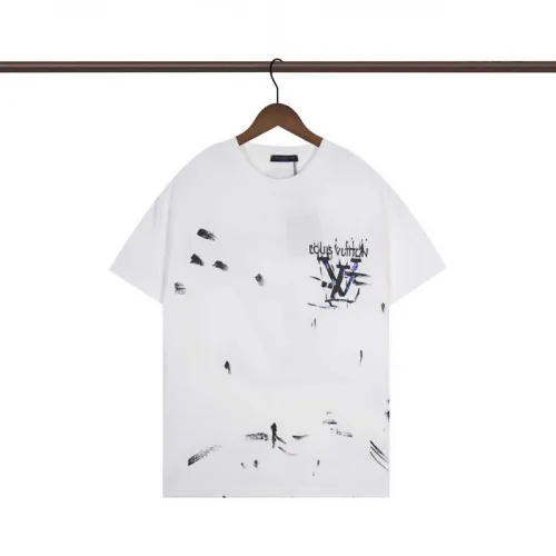 Louis Vuitton Black T Shirt with Abstract Brush Stroke Print and Artistic Logo Graphic for Men #B54206