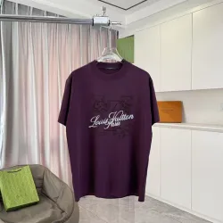 Stylish Louis Vuitton T Shirt With Artistic Sketch Style Brand Print Black/White/Purple/Light Blue #B54302