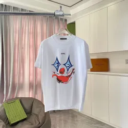 Louis Vuitton T - Shirt With Artistic Clown Face Graphic For Bold Fashion Statements White/Black/Yellow/Purple #B54245