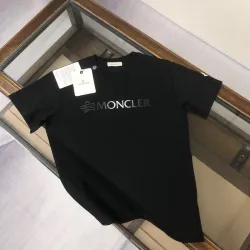 Moncler  Black/White Flocked Logo Cotton T-shirt #B53887