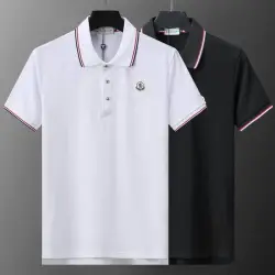 Moncler T-shirts Polo for men Buttons Black/White #B46613