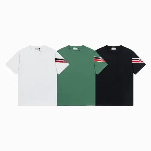 Moncler T-shirts for men Black/White/Green #B47088