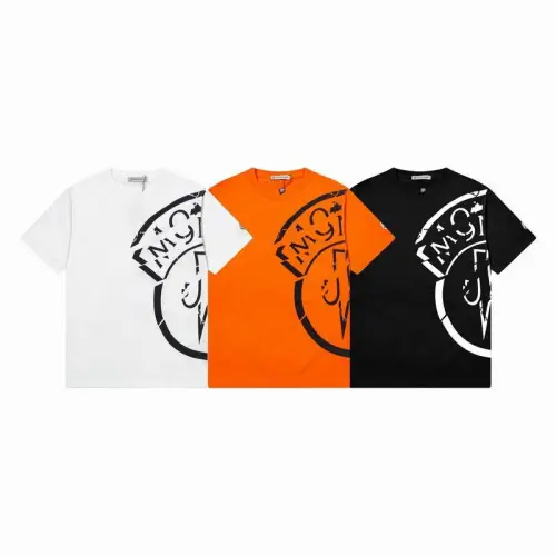 Moncler T-shirts for men Black/White/Orange #B47072