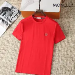 Moncler T-shirts for men Solid Color Black/White/Red #B46428