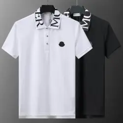 Moncler T-shirts for men collar logo Black/White  #B46614