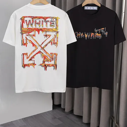 OFF WHITE T-Shirts for MEN Letter logo print 260g Black/White #B53754