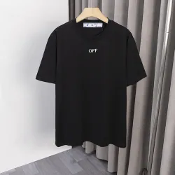 Off-White Logo Stamp Cotton T-Shirt Black/White #B53373