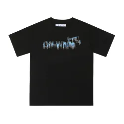 Off-White Logo Stamp Cotton T-Shirt Black/White #B53375