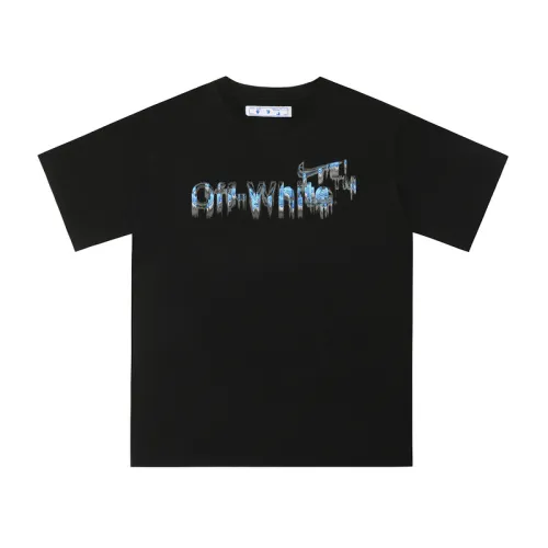 Off-White Logo Stamp Cotton T-Shirt Black/White #B53375