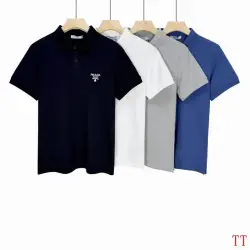 Prada T-Shirts Polo for Men Solid Color Black/White/Blue/Grey #B46636