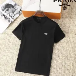 Prada T-Shirts for Men Crew Neck Black/White #B46420