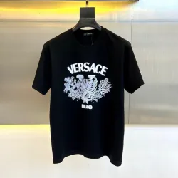 Versace T-Shirts Blue Milan Inspired Graphic Luxury Cotton Black/White #B54161