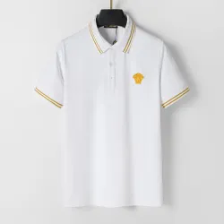 Pure Cotton Versace Polo Men t-shirts White/Black #B33871