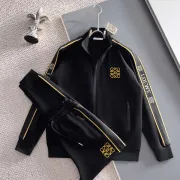 Loewe Inspired Black Tracksuit Set with Gold Accents #B54339